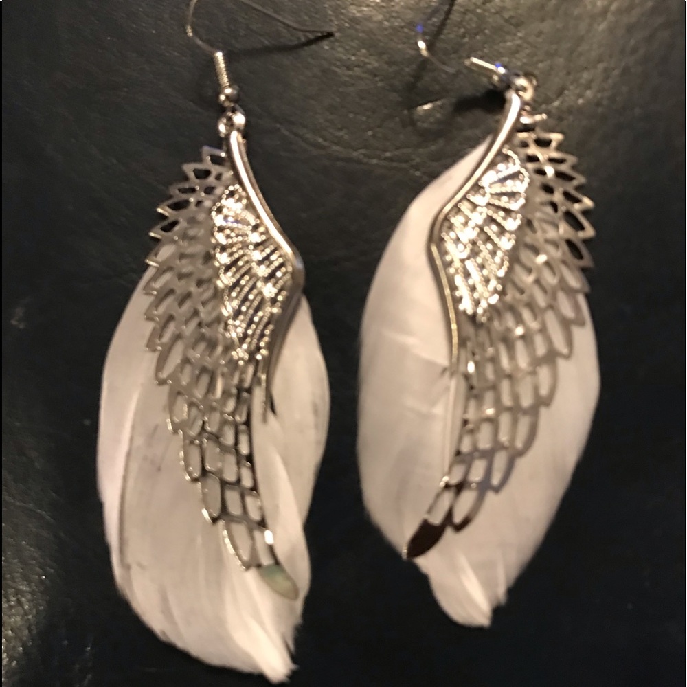 Feathered silver angel wings